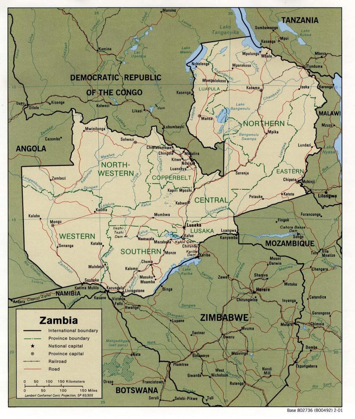 잠비아 신체적 특징 지도